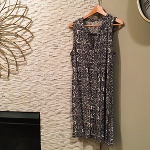 Navy and White Patterned Dress